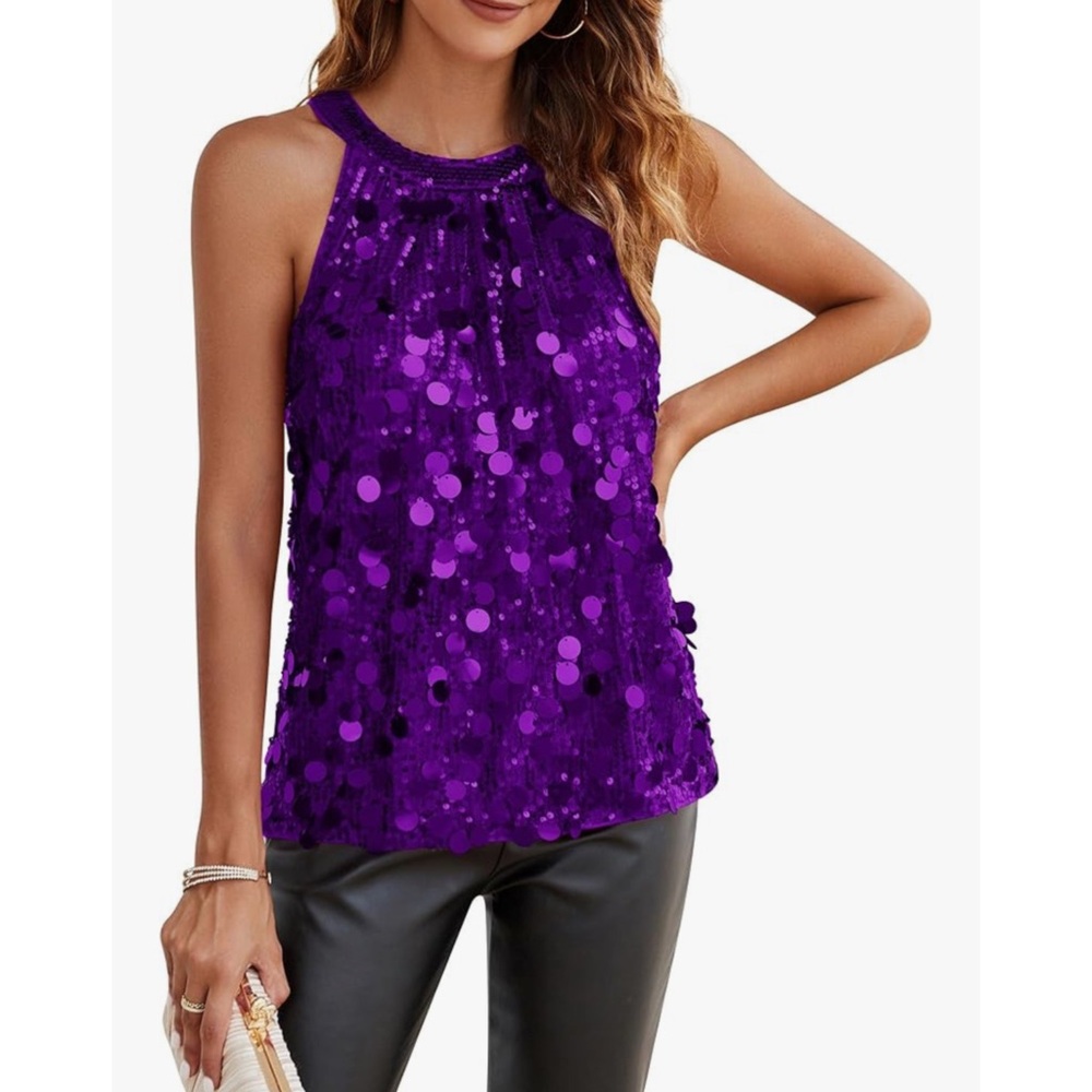 Grace Karin Women's Sequin Halter Tank Top Size Large